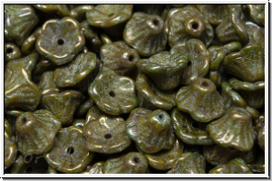 Bl�ten "Flower Cups", 5x7mm, olivine, dk., op., nebula, 25 Stk.