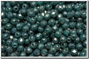 B�hm. Glasschliffperle, feuerpol., 3mm, turquoise, op., nebula, 50 Stk.