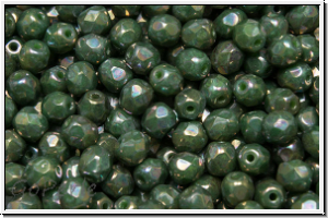 B�hm. Glasschliffperle, feuerpol., 4mm, lime, op., nebula, 50 Stk.