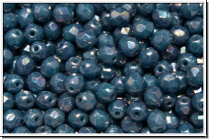 B�hm. Glasschliffperle, feuerpol., 4mm, aqua, op., nebula, 50 Stk.