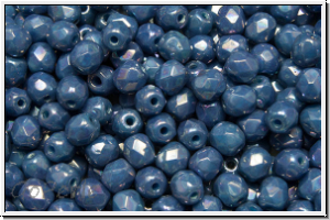 B�hm. Glasschliffperle, feuerpol., 4mm, capri blue, alabaster, nebula, 50 Stk.