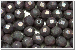 B�hm. Glasschliffperle, feuerpol., 6mm, white, op., nebula, 25 Stk.