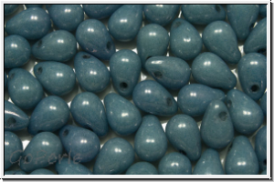 Drop Beads, 4x6mm, white, alabaster, blue/grey marbled, 20 Stk.