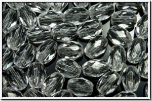 B�hm. Glasschliffperle, Olive, 6x4mm, crystal, trans., 25 Stk.
