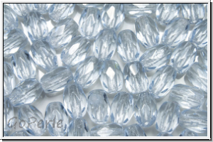 B�hm. Glasschliffperle, Olive, 6x4mm, sapphire, pale, trans., 25 Stk.