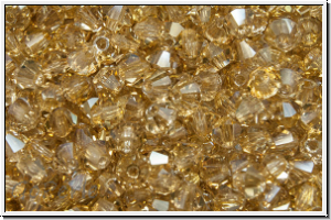 B�hm. Kristallschliffperle, Bicone, 3mm, crystal, trans., honey luster, 50 Stk.