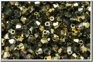 B�hm. Kristallschliffperle, Bicone, 3mm, montana, trans., half brass, 50 Stk.