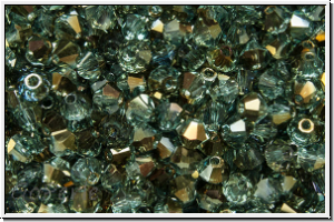 B�hm. Kristallschliffperle, Bicone, 3mm, aqua, trans., half valentinite, 50 Stk.