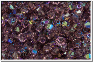 B�hm. Kristallschliffperle, Bicone, 3mm, amethyst, trans., AB, 50 Stk.