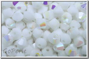 B�hm. Kristallschliffperle, Bicone, 4mm, white, alabaster, AB, 50 Stk.