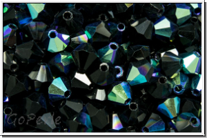 B�hm. Kristallschliffperle, Bicone, 4mm, black, op., AB, 50 Stk.