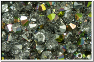 B�hm. Kristallschliffperle, Bicone, 4mm, crystal, trans., half vitrail, 50 Stk.