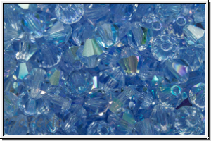 B�hm. Kristallschliffperle, Bicone, 4mm, sapphire, trans., AB, 50 Stk.