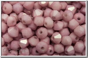 B�hm. Kristallschliffperle, Bicone, 4mm, white, alabaster, rose marbled, 50 Stk.