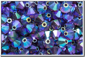 B�hm. Kristallschliffperle, Bicone, 4mm, tanzanite, trans., full AB, 50 Stk.