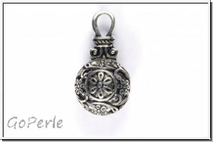 Anh�nger "Blumenball, 3D" , 31x17x14mm, antiksilberfb., Tibetsilber, 1 Stk.