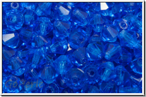 B�hm. Kristallschliffperle, Bicone, 4mm, capri blue, trans., 50 Stk.