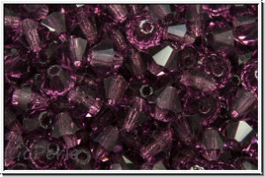 B�hm. Kristallschliffperle, Bicone, 4mm, amethyst, dk., trans., 50 Stk.