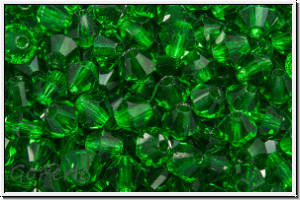 B�hm. Kristallschliffperle, Bicone, 4mm, chrysolite, dk., trans., 50 Stk.