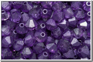B�hm. Kristallschliffperle, Bicone, 4mm, crystal, trans., lila waxed, 50 Stk.