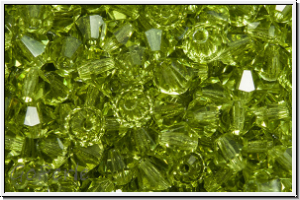 B�hm. Kristallschliffperle, Bicone, 4mm, olivine, trans., 50 Stk.