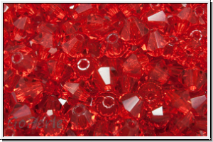 B�hm. Kristallschliffperle, Bicone, 4mm, siam, lt., trans., 50 Stk.