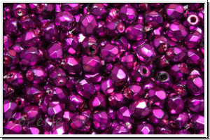 B�hm. Glasschliffperle, feuerpol., 3mm, black, op., heavy metal magenta, 50 Stk.