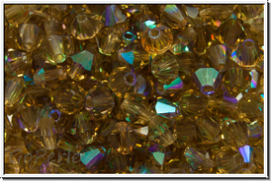 B�hm. Kristallschliffperle, Bicone, 4mm, topaz, smoke, trans., AB, 50 Stk.