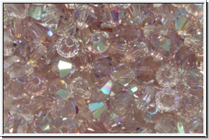 B�hm. Kristallschliffperle, Bicone, 4mm, amethyst, lt., trans., AB, 50 Stk.