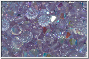 B�hm. Kristallschliffperle, Bicone, 4mm, violet, trans., AB, 50 Stk.