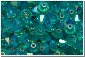 B�hm. Kristallschliffperle, Bicone, 4mm, aqua, trans., full AB, 50 Stk.