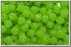 B�hm. Kristallschliffperle, Bicone, 4mm, green, lime, opal, 50 Stk.