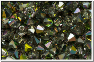 B�hm. Kristallschliffperle, Bicone, 4mm, crystal, trans., half vitrail, 50 Stk.