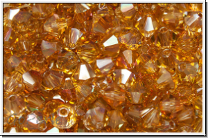 B�hm. Kristallschliffperle, Bicone, 4mm, crystal, trans., copper luster, 50 Stk.