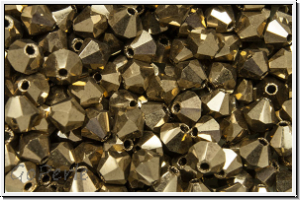 B�hm. Kristallschliffperle, Bicone, 4mm, bronze, gold, met., 24kt, 50 Stk.