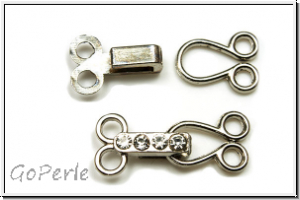 Haken/�se-Verschluss "Strasshaken", 25x10mm, nickelfb., Metall, 1 Stk.