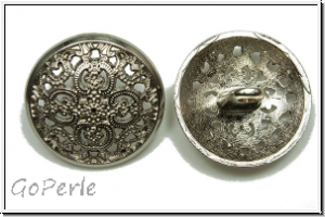 Knopf "Filigrane Rose", 17,5mm, silberfb., Metall, 1 Stk.