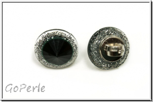 Knopf "Black Dot", 12mm, schwarz/kristall, Kunststoff, 1 Stk.