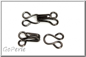 Haken/�se-Verschluss "Mieder", 13+12mm, schwarz, Metall, 4 Stk.