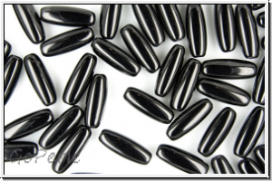 B�hm. Glasperle, Olive, 13x4,5mm, black, opaque, 15 Stk.