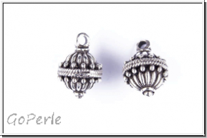 Anh�nger "orientalische Kugel", 20x14mm, antiksilberfb., Tibetsilber, 1 Stk.