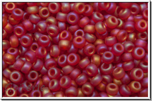 RR-11-0141fr, MIYUKI Rocailles, 11/0, ruby, trans., matte, AB, 10g