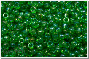 RR-11-0179l, MIYUKI Rocailles, 11/0, green, kelly, lt., trans., AB, 10g