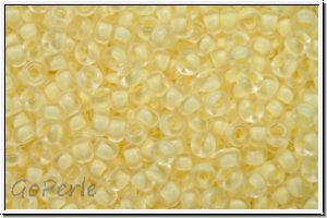 RR-11-1921, MIYUKI Rocailles, 11/0, crystal, trans., yellow-ld., semi matte, 10g
