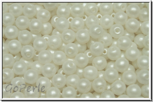 b�hm. Glasperle, rund, 4mm, white, alabaster, pearl shine white, 50 Stk.