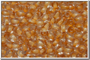 b�hm. Glasperle, rund, 4mm, crystal, trans., dk. orange-ld., 50 Stk.