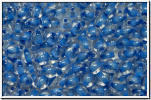 b�hm. Glasperle, rund, 4mm, crystal, trans., blue-ld., 50 Stk.