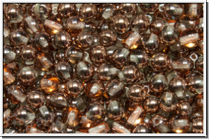 b�hm. Glasperle, rund, 4mm, crystal, trans., half capri gold, 50 Stk.