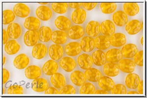 B�hm. Glasperle, Olive, flach, 7x6x3,5mm, topaz, trans., 20 Stk.