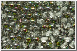 b�hm. Glasperle, rund, 4mm, crystal, trans., half vitrail, 50 Stk.